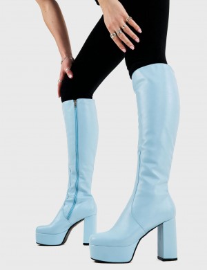 Lamoda Whatta Showdown Plataforma Knee High Boots Azules | 5176PKSVL
