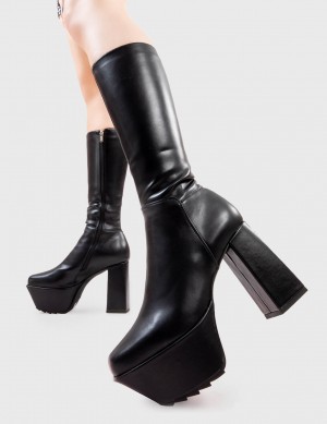 Lamoda Who Cares Plataforma Calf Boots Negros | 2478CZPMD