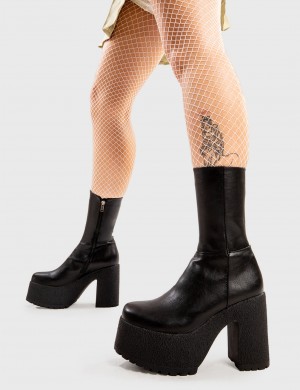 Lamoda You Wish Plataforma Ankle Boots Negros | 9236DNPEQ
