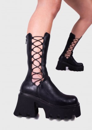 Lamoda Your Soul Fornido Plataforma Calf Boots Negros | 9801XBAGZ